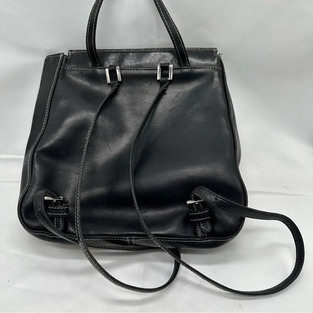 Donald J Pliner vintage black leather backpack clutch